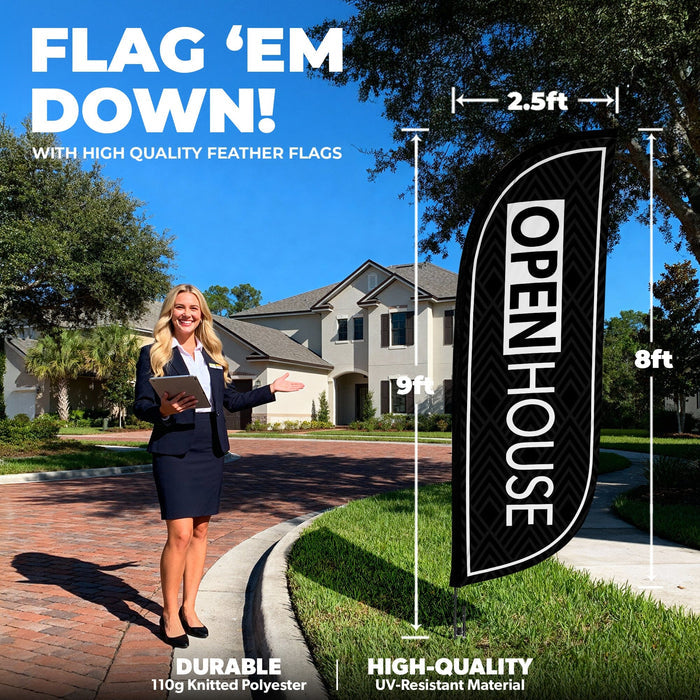 8ft Open House Feather Flag