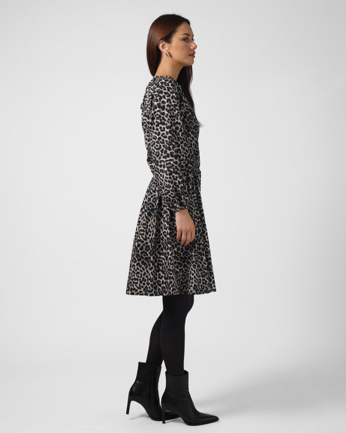 long sleeve women’s leopard print dress