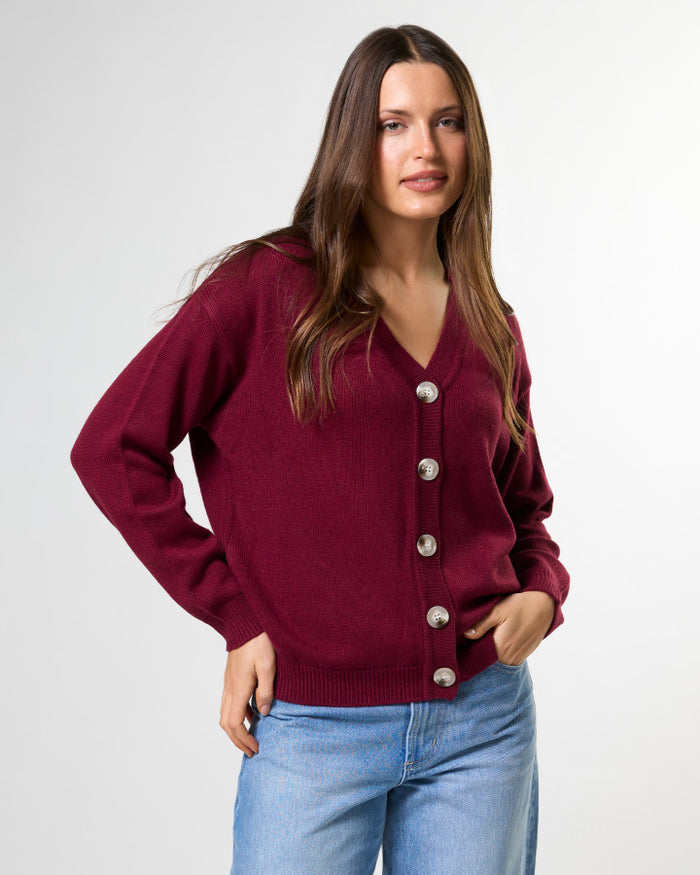 Stella + Gemma Academy Knit Cardigan in Oxblood | Women's Clothing | Gretel Lane