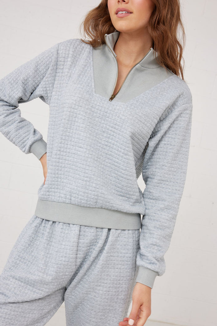 Grey Marle Quilted Sweatshirt Australia