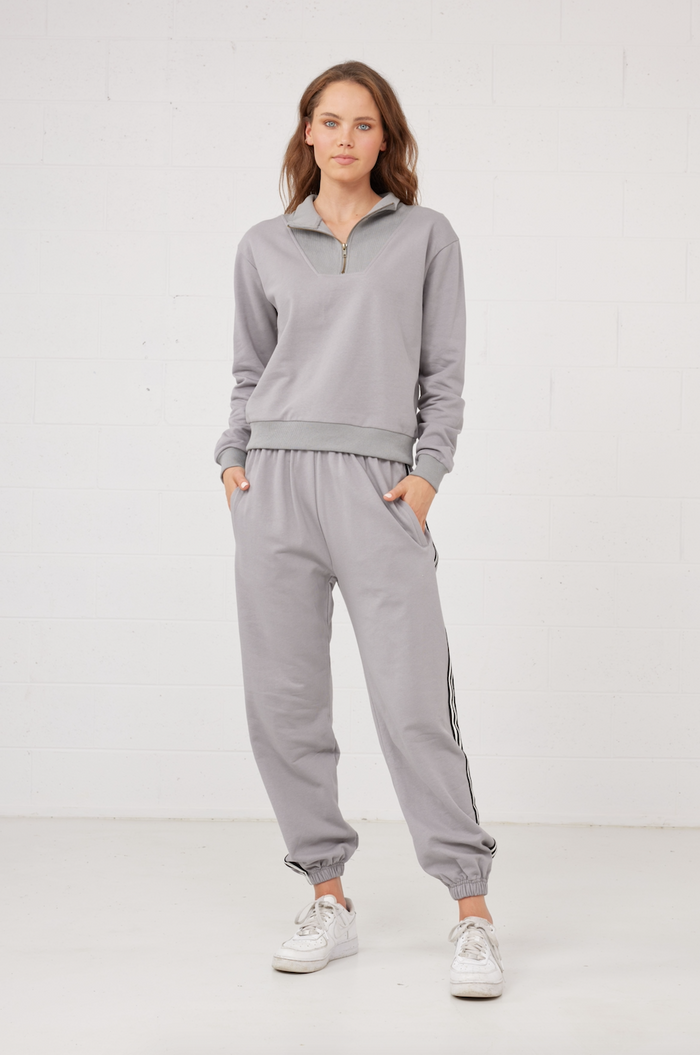 women's half zip sweatshirt | titanium grey jumper