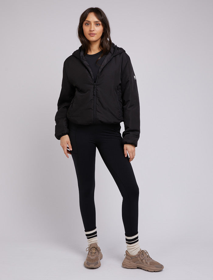 women's hooded puffer jacket black | All About Eve