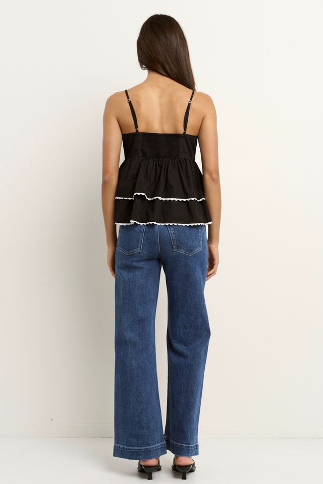 Admire Strappy Babydoll Cami (Black w White Trim)