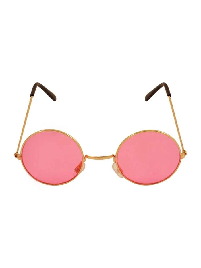 Adult Gold Silver Frame Round Lens Glasses - thefancydress.co.uk