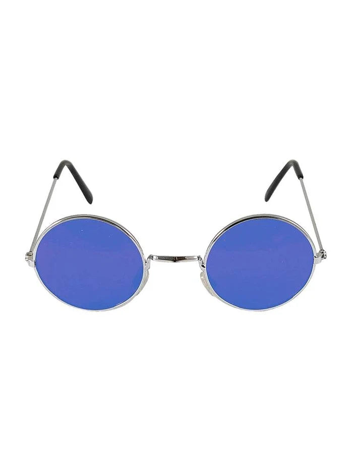 Adult Gold Silver Frame Round Lens Glasses - thefancydress.co.uk