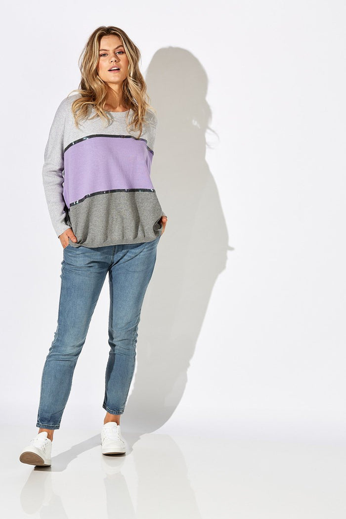 Adventurer Knit Lilac Colour Block Jumper