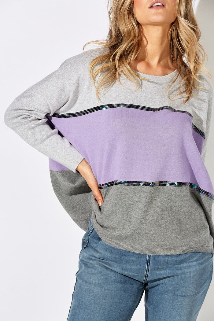 Women's lilac and grey knit jumper | Haven