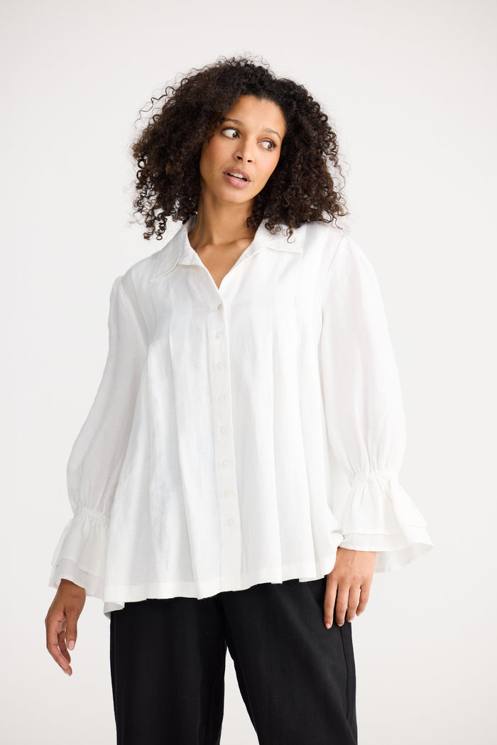 The Shanty Corp Aeris Button Through Shirt in White | Women's Clothing | Gretel Lane