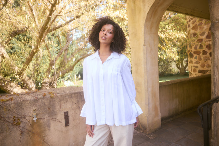 The Shanty Corp Aeris Button Through Shirt in White | Women's Clothing | Gretel Lane