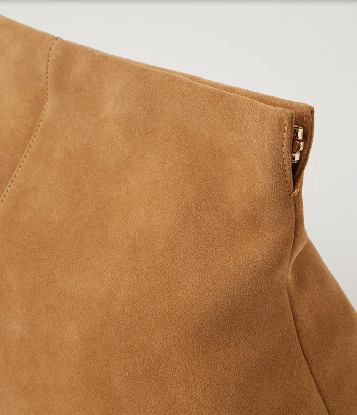 Mollini oversized fold-over camel suede leather clutch bag