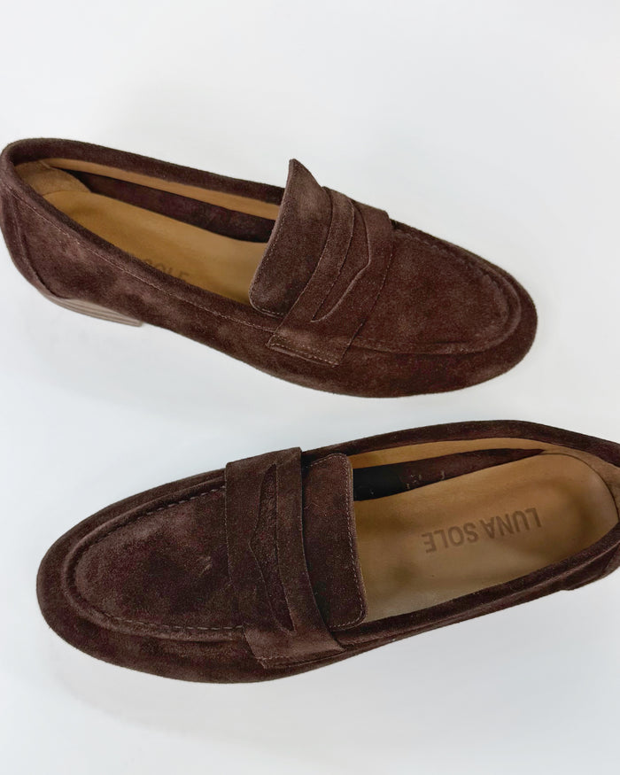 Luna Sole Alicia Women's Flat Loafer Brown Suede | Women's Shoes | Gretel Lane