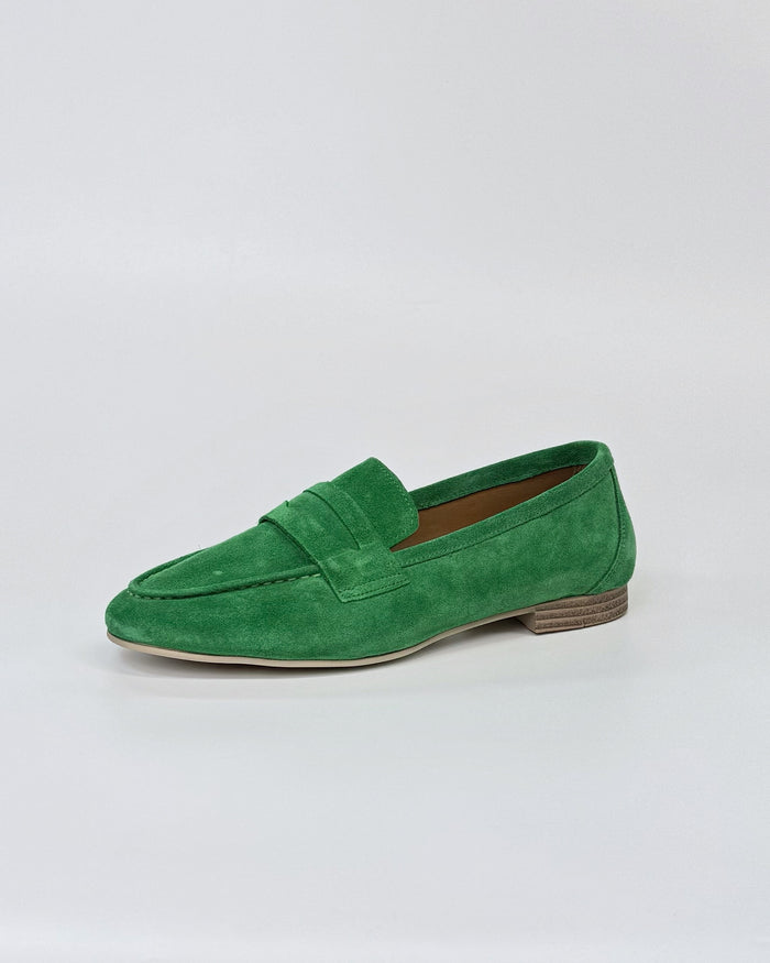 Luna Sole Alicia Women's Flat Loafer Green Suede | Women's Shoes | Gretel Lane