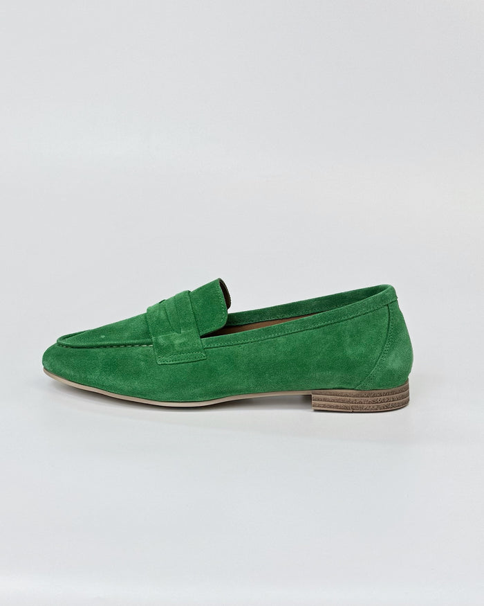 Luna Sole Alicia Women's Flat Loafer Green Suede | Women's Shoes | Gretel Lane
