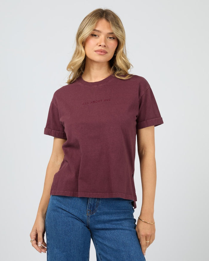 All About Eve Washed Cotton Tee in Wine | Women's T-Shirts | Gretel Lane