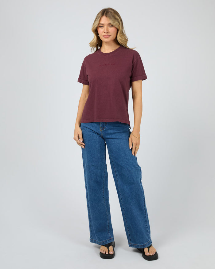 All About Eve Washed Cotton Tee in Wine | Women's T-Shirts | Gretel Lane