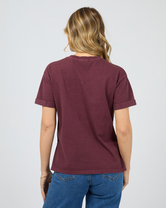 All About Eve Washed Cotton Tee in Wine | Women's T-Shirts | Gretel Lane