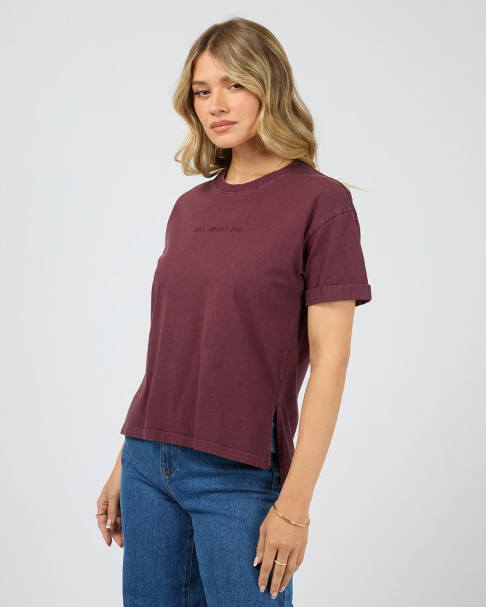 All About Eve Washed Cotton Tee in Wine | Women's T-Shirts | Gretel Lane