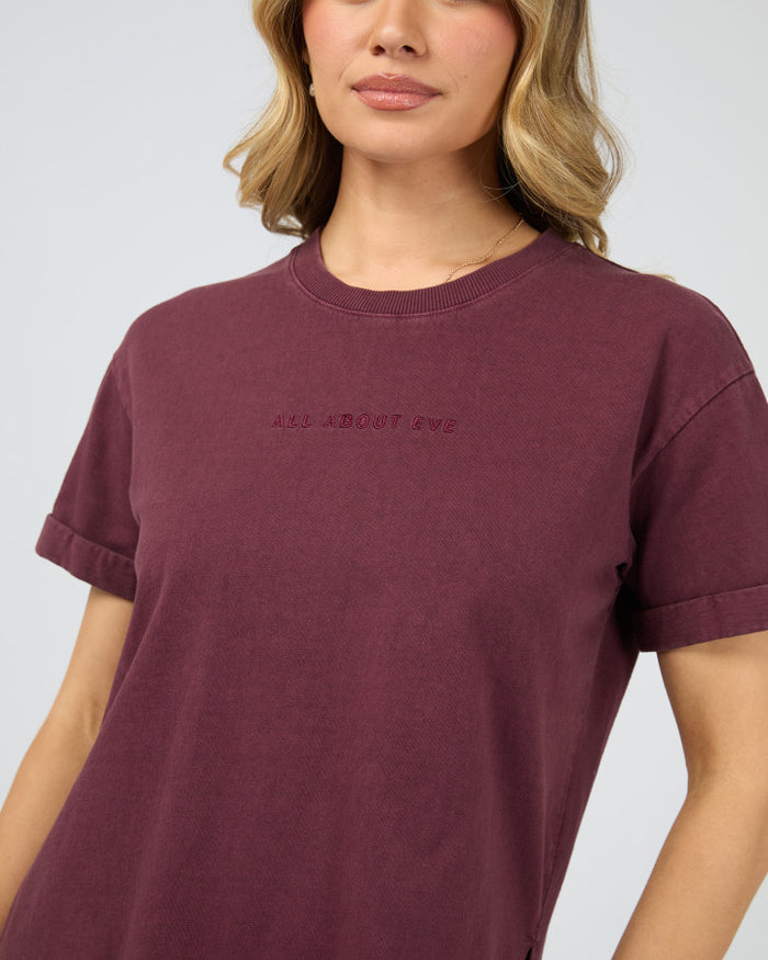 All About Eve Washed Cotton Tee in Wine | Women's T-Shirts | Gretel Lane