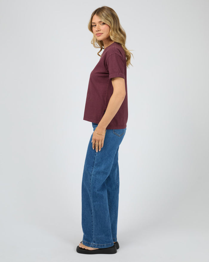 All About Eve Washed Cotton Tee in Wine | Women's T-Shirts | Gretel Lane