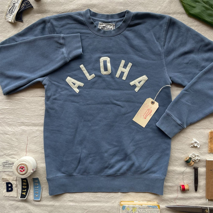 ALOHA - ivory on blue fade