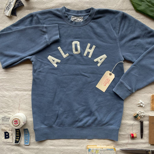 ALOHA - ivory on blue fade