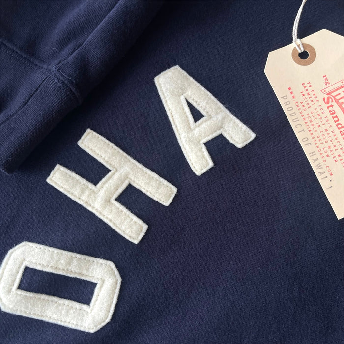 ALOHA- ivory on navy