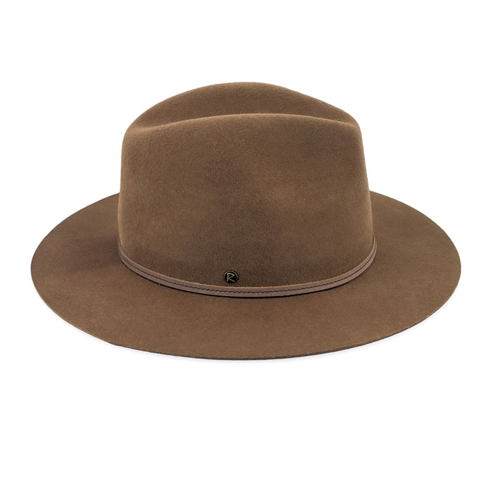 Women's wide brim chocolate wool felt fedora hat | Rigon Headwear
