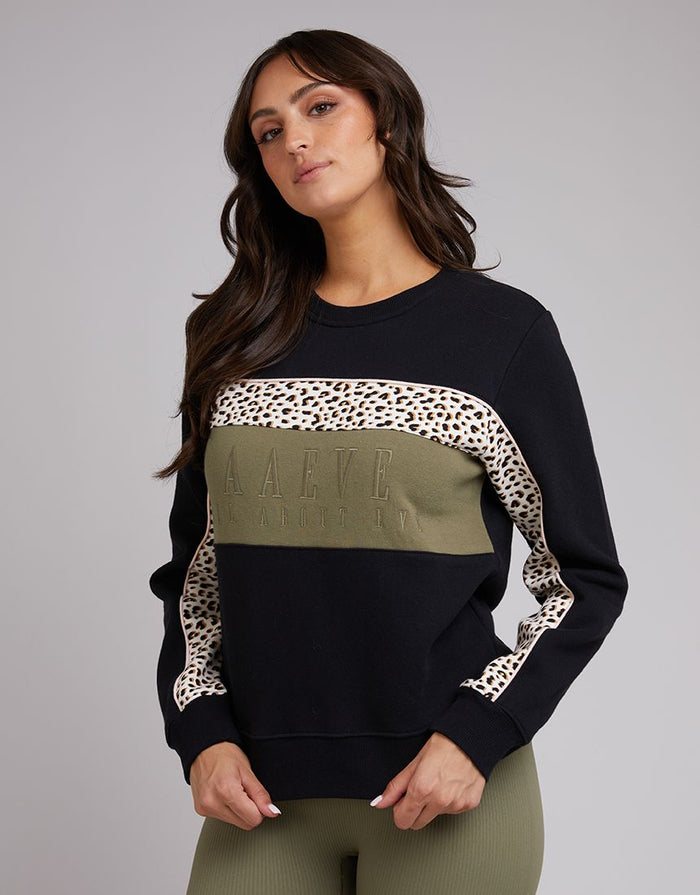 Black Leopard Panel Sweatshirt Australia