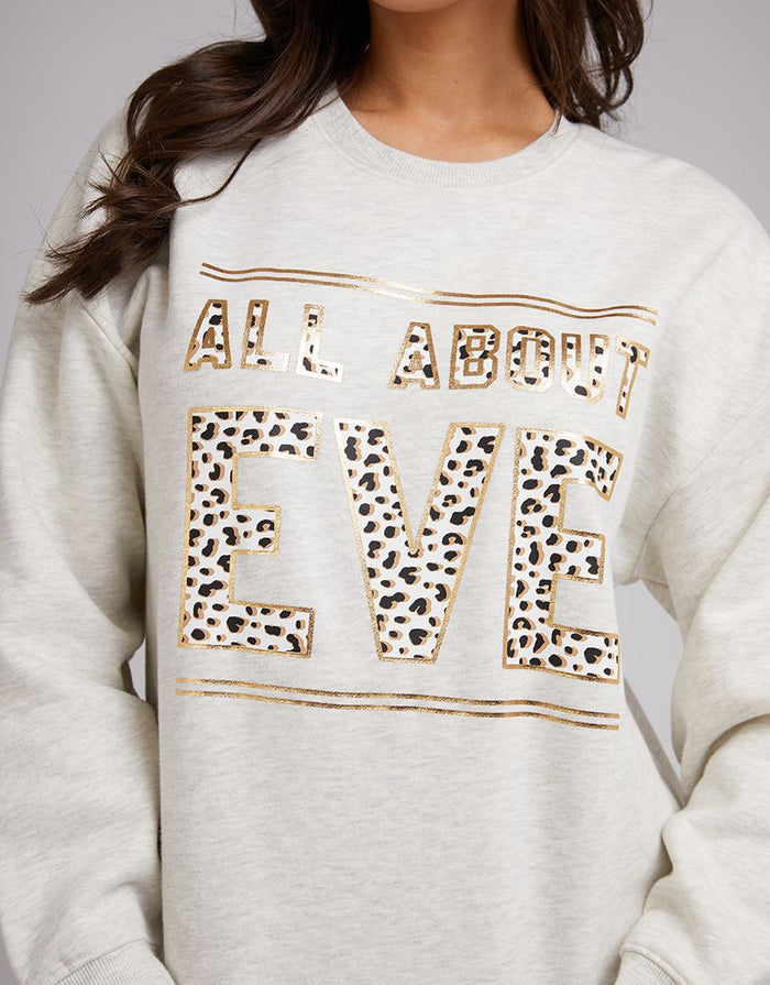 All About Eve Anderson Patched Crew Sweater Oatmeal