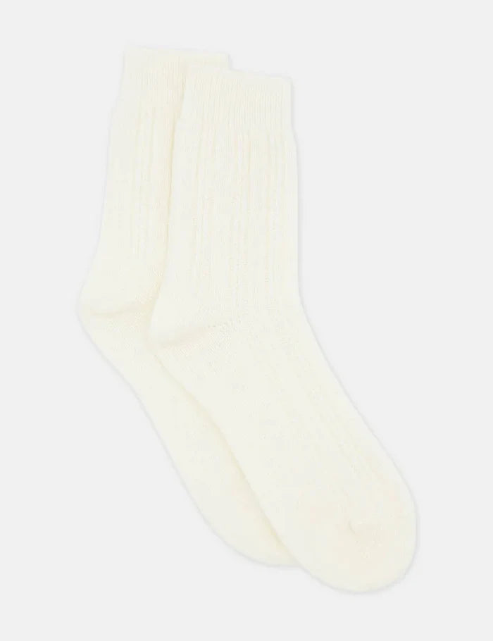 Levante Angelina Wool Blend Cable Crew Sock in Milk | Women's Socks | Gretel Lane