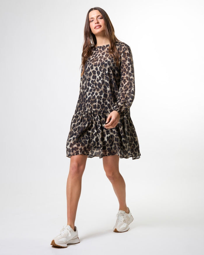 Stella + Gemma Arabella Drop Waist Mini Dress in Leopardess | Women's Dresses | Gretel Lane
