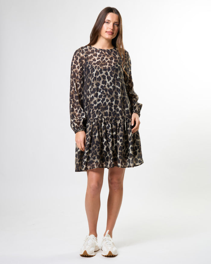 Stella + Gemma Arabella Drop Waist Mini Dress in Leopardess | Women's Dresses | Gretel Lane