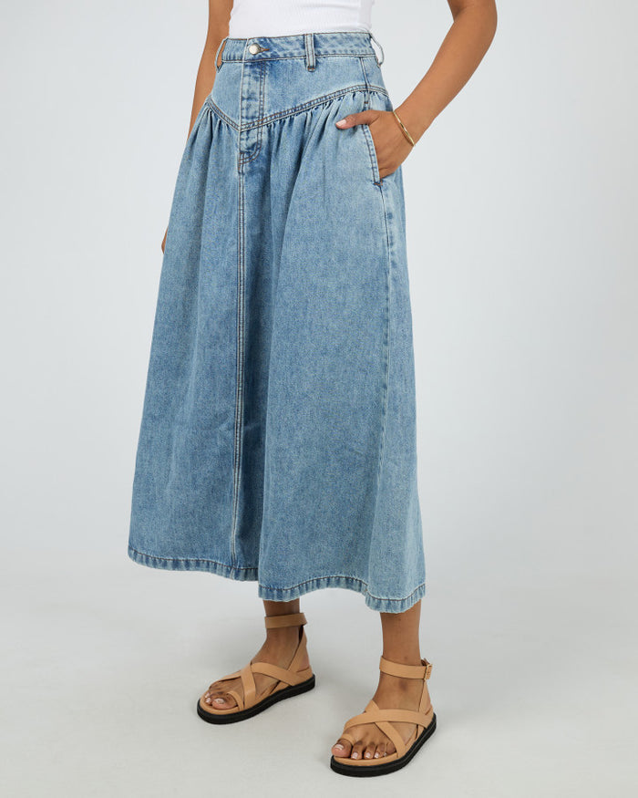High-waisted denim maxi skirt | All About Eve
