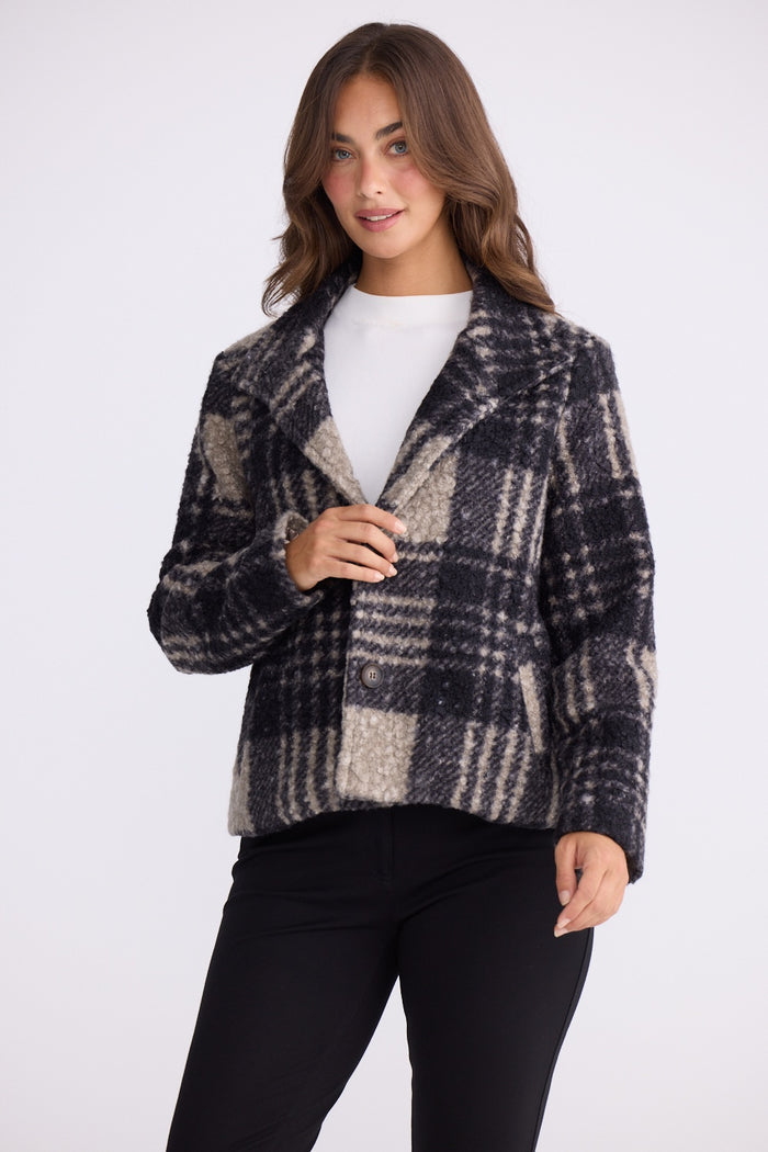 Brave + True Ascot Jacket in Black Check | Women's Jackets | Gretel Lane