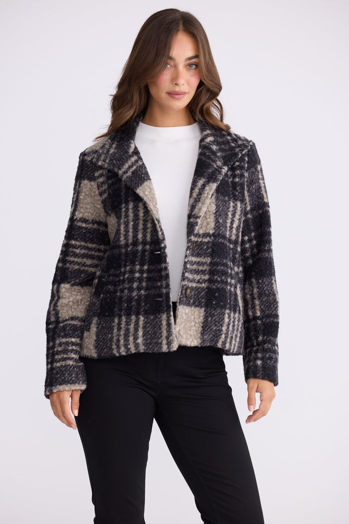 Brave + True Ascot Jacket in Black Check | Women's Jackets | Gretel Lane