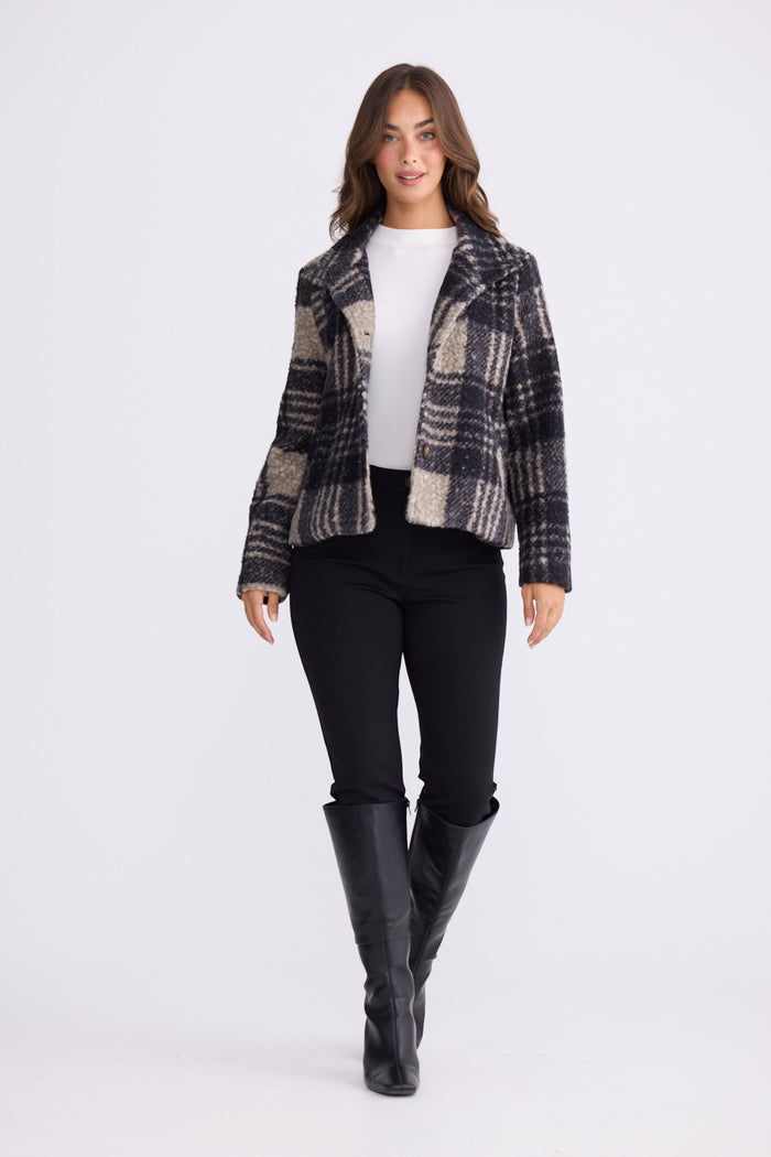 Brave + True Ascot Jacket in Black Check | Women's Jackets | Gretel Lane
