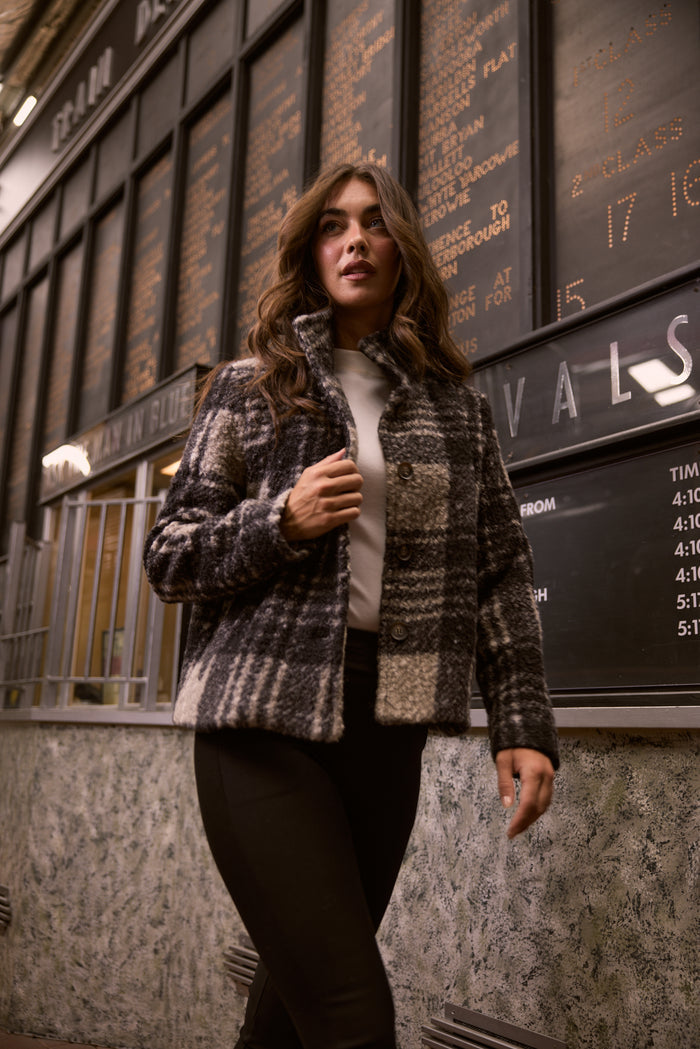Brave + True Ascot Jacket in Black Check | Women's Jackets | Gretel Lane