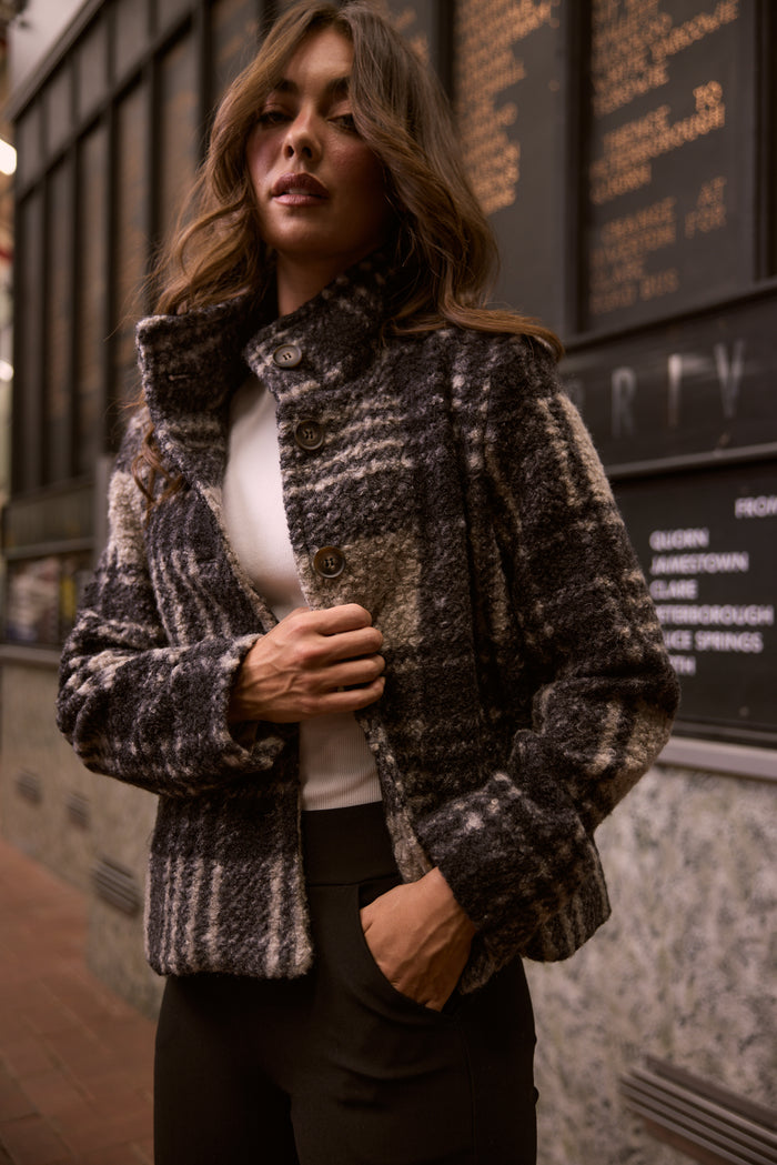Brave + True Ascot Jacket in Black Check | Women's Jackets | Gretel Lane