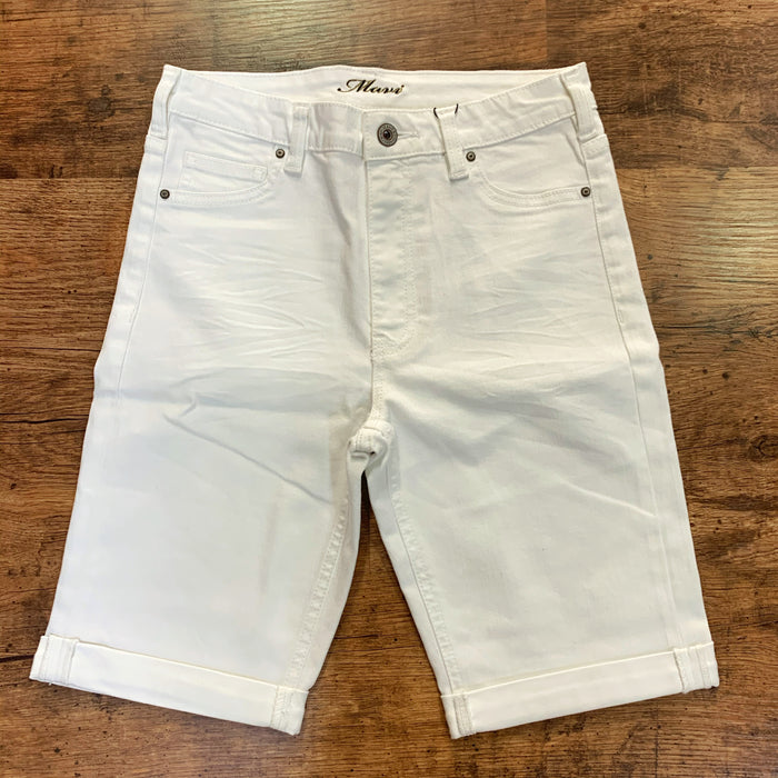 Asher Cuffed Shorts (White Denim)