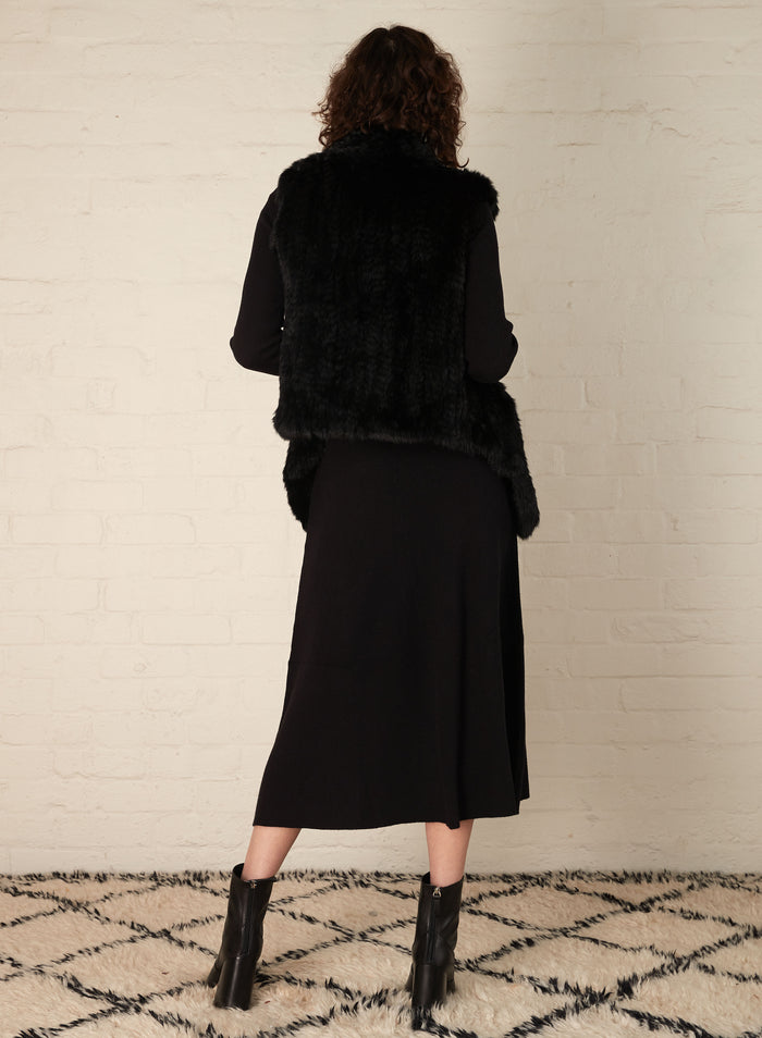 Women's Black Assure Fur Vest