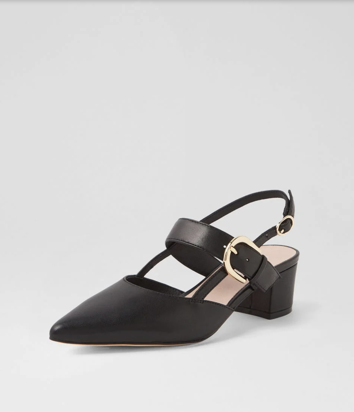 Top End Women's Black Leather Pointed Toe Heels | Gretel Lane