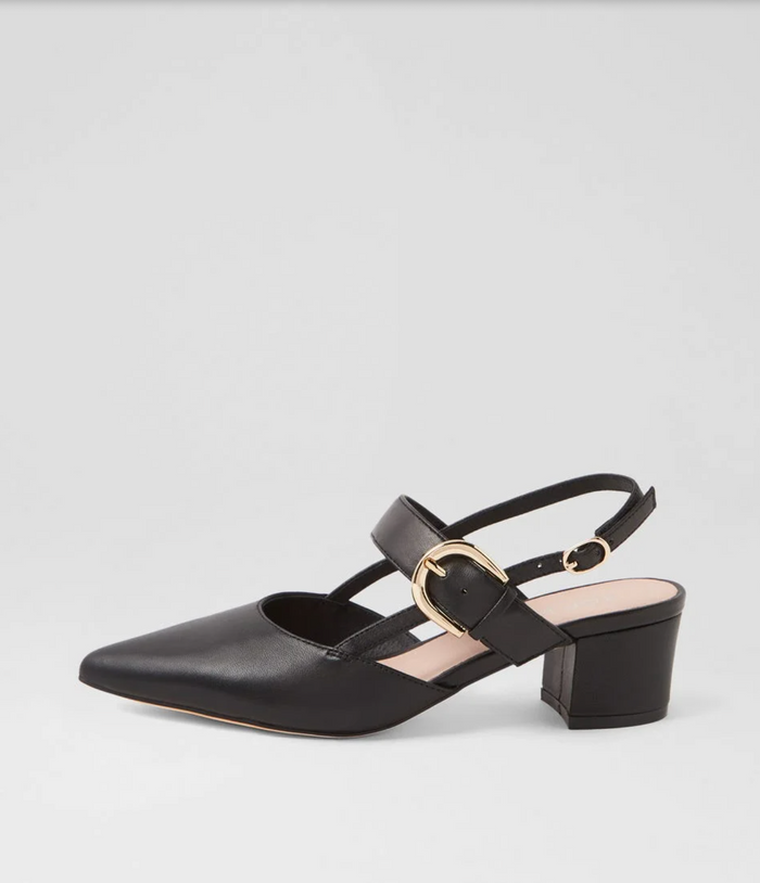 Top End Women's Black Leather Pointed Toe Heels | Gretel Lane