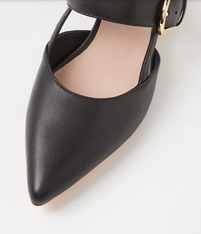 Top End Women's Black Leather Pointed Toe Heels | Gretel Lane