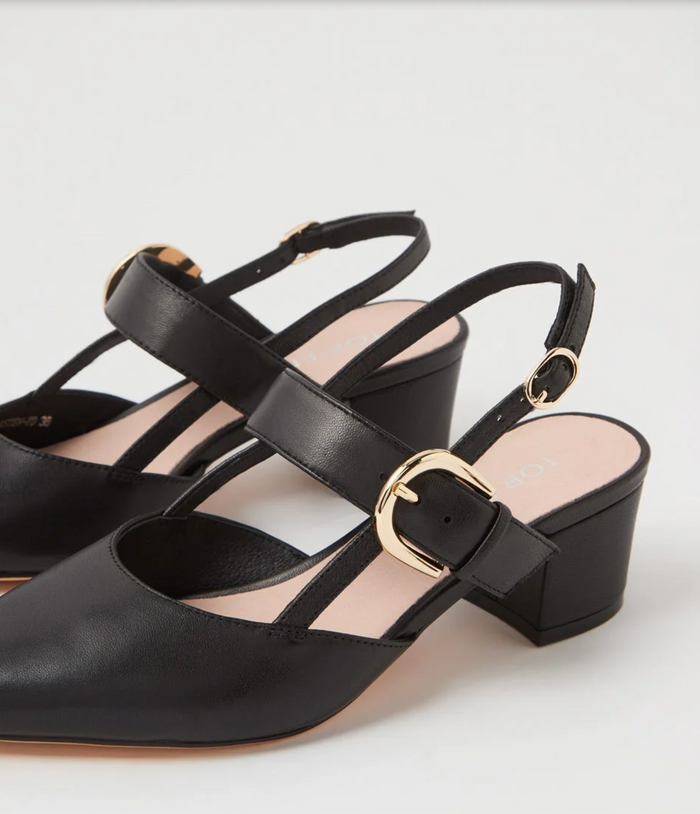 Top End Women's Black Leather Pointed Toe Heels | Gretel Lane