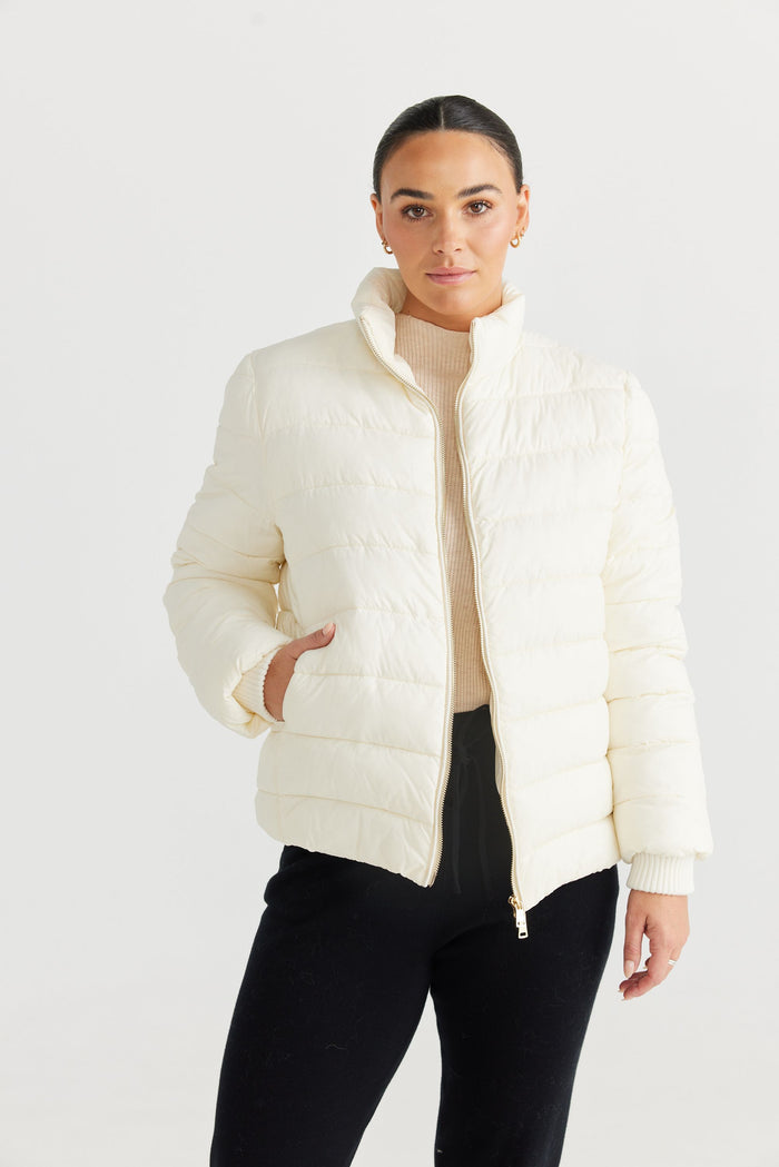 Brave + True Avalanche White quilted puffer jacket