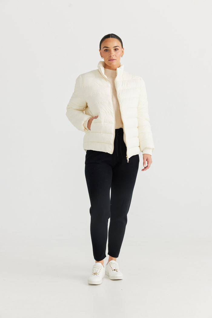 Quilted White puffer winter jacket | Brave + True