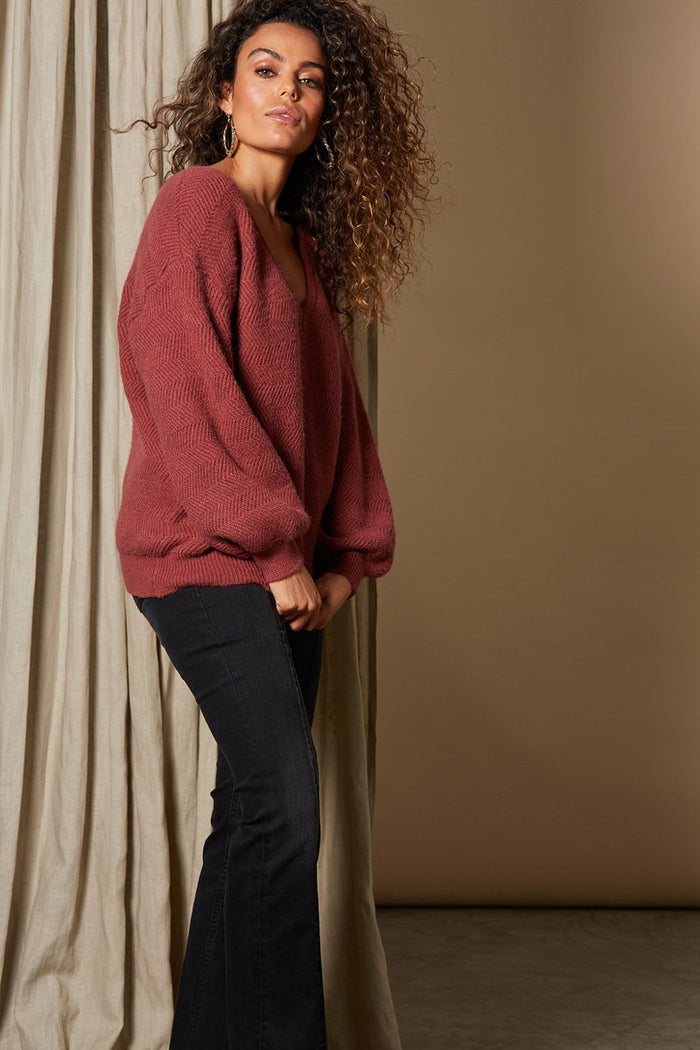 Isle of Mine oversized knit jumper with a wide V-neckline