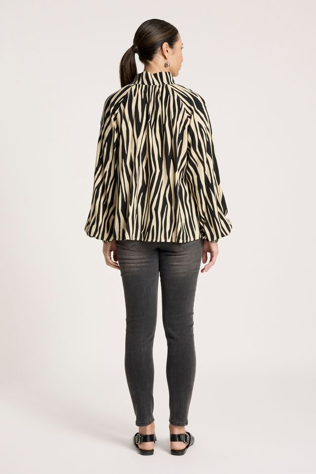 Eb & Ive Women's Zebra Print Cotton Blend Bajau Shirt | Gretel Lane