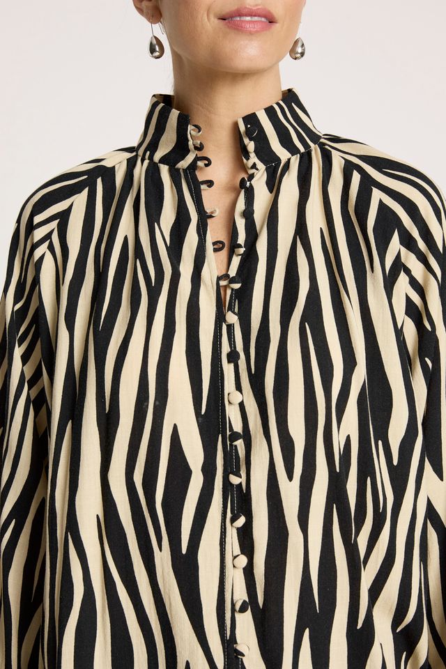 Eb & Ive Women's Zebra Print Cotton Blend Bajau Shirt | Gretel Lane