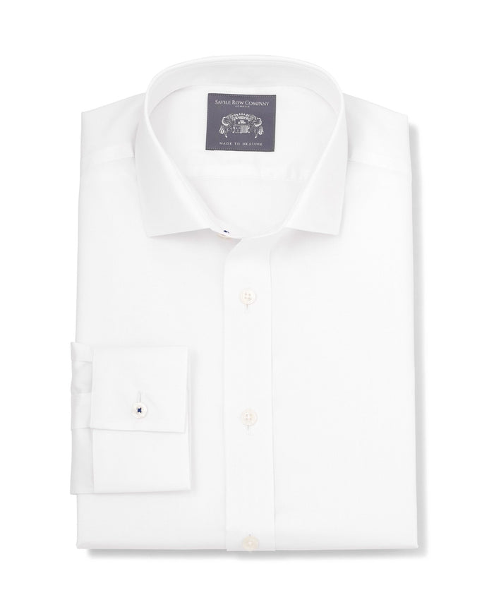 Barnaby White Stretch Poplin Made To Measure Shirt folded